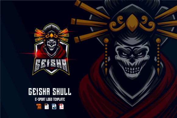 Geisha Skull E-Sport Logo Design: Where Myth Meets Modern Play