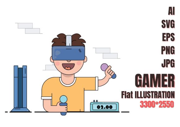 Integrating Gamer Cute Flat Illustration SVG EPS AI into Your Creative Workflow